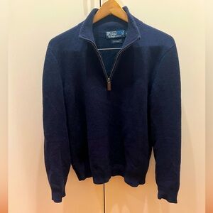 100% Cashmere Navy Quarter Zip Sweater. Polo by Ralph Lauren. Men’s Small.